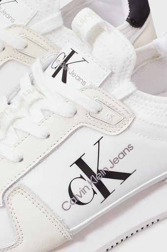 Calvin Klein Deri Logolu Sneaker YW0YW0161601W Bayan Ayakkabı YW0YW01616 01W BEYAZ-SİYAH - 7