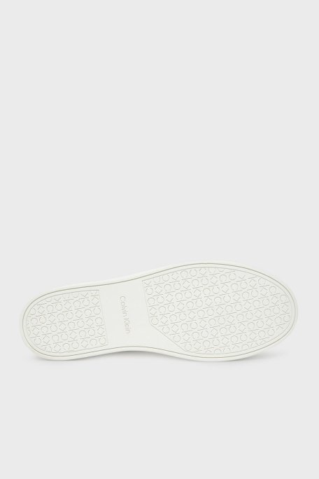 Calvin Klein Deri Monogram Logo Baskılı Sneaker HM0HM018990K4 Erkek Ayakkabı HM0HM01899 0K4 BEYAZ - 6