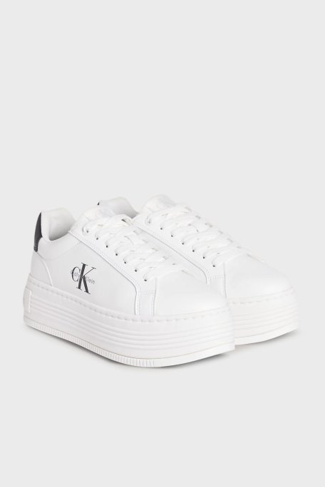 Calvin Klein Deri Platform Sneaker YW0YW0187801W Bayan Ayakkabı YW0YW01878 01W BEYAZ-SİYAH - 2