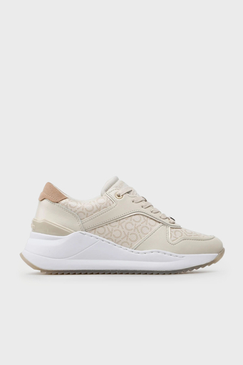 Calvin Klein Logolu Kalın Tabanlı Deri Sneaker HW0HW014390F7 Bayan Ayakkabı HW0HW01439 0F7 EKRU - 1