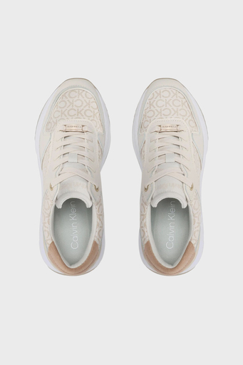 Calvin Klein Logolu Kalın Tabanlı Deri Sneaker HW0HW014390F7 Bayan Ayakkabı HW0HW01439 0F7 EKRU - 4