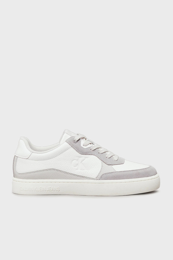 Calvin Klein Deri ve Süet Detaylı Sneaker YM0YM011530IR Erkek Ayakkabı YM0YM01153 0IR BEYAZ-GRİ - 1