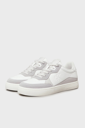 Calvin Klein Deri ve Süet Detaylı Sneaker YM0YM011530IR Erkek Ayakkabı YM0YM01153 0IR BEYAZ-GRİ - 3