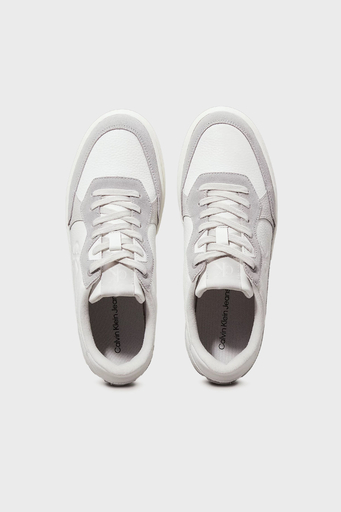 Calvin Klein Deri ve Süet Detaylı Sneaker YM0YM011530IR Erkek Ayakkabı YM0YM01153 0IR BEYAZ-GRİ - 4