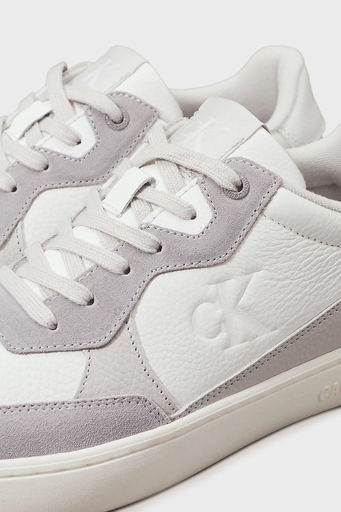 Calvin Klein Deri ve Süet Detaylı Sneaker YM0YM011530IR Erkek Ayakkabı YM0YM01153 0IR BEYAZ-GRİ - 6