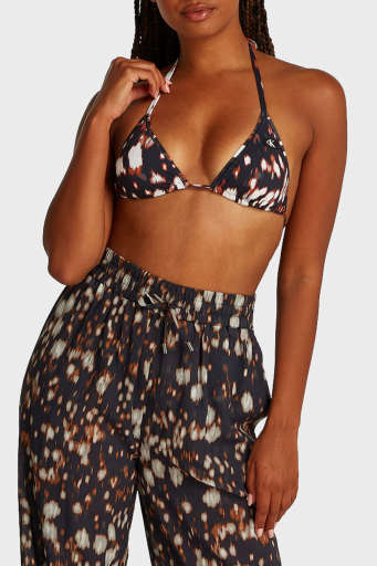 Calvin Klein Desenli Bağlamalı Üçgen KW0KW023430GQ Bayan Bikini Üstü KW0KW02343 0GQ SİYAH - 1
