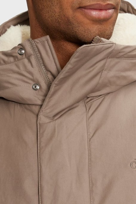 Calvin Klein Dolgulu Pamuklu Relaxed Fit Kapüşonlu Uzun J30J326082PAV Erkek Parka J30J326082 PAV GRİ - 4