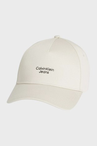 Calvin Klein - Calvin Klein Logolu Organik Pamuklu Erkek Şapka K50K508974 ACF BEJ