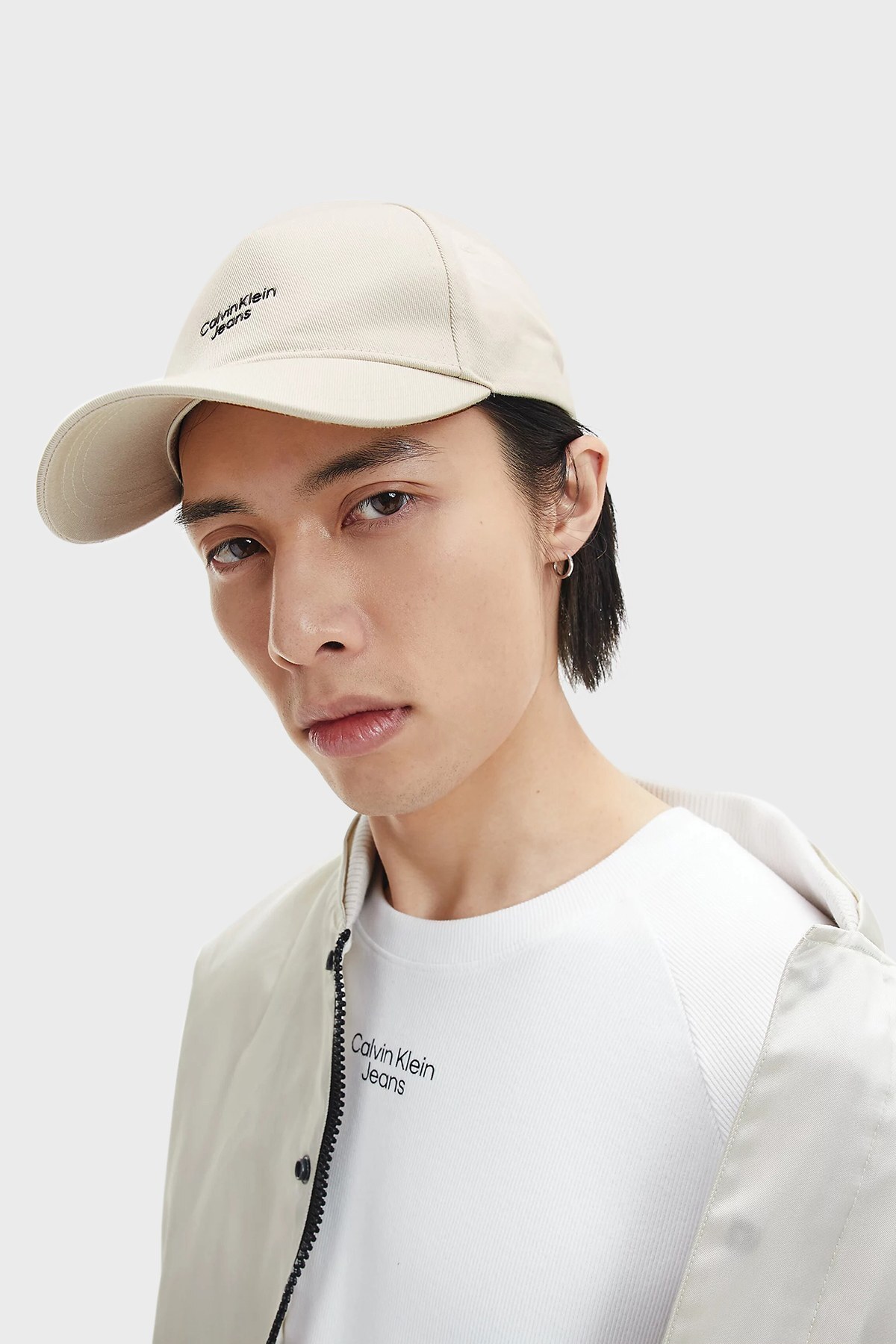Calvin Klein Logolu Organik Pamuklu Erkek Şapka K50K508974 ACF BEJ
