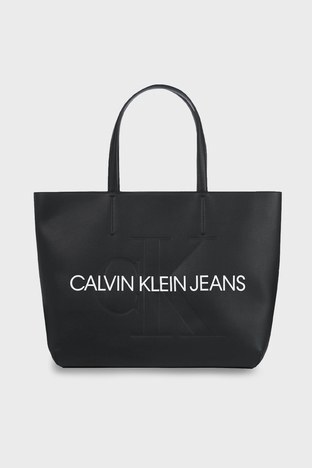 Calvin Klein - Calvin Klein Fermuarlı Logo Detaylı Bayan Çanta K60K607200 BDS SİYAH