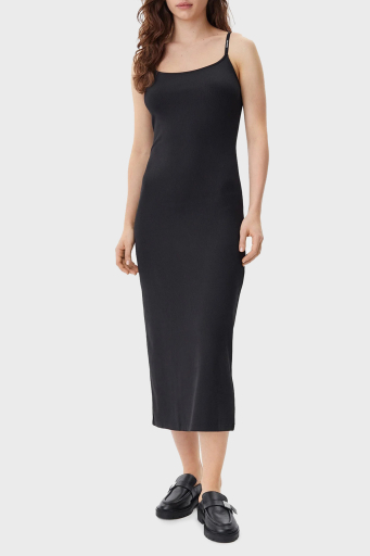 Calvin Klein Fitilli Streç İnce Askılı Slim Fit Midi Boy J20J225288BEH Bayan Elbise J20J225288 BEH SİYAH - 3