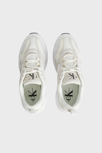 Calvin Klein Hakiki Deri Retro Sneaker YW0YW009440K5 Bayan Ayakkabı YW0YW00944 0K5 BEYAZ - 4