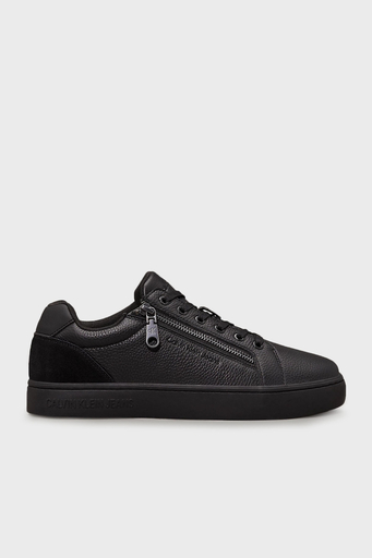 Calvin Klein Hakiki Deri Süet Detaylı Fermuarlı Sneaker YM0YM012540GJ Erkek Ayakkabı YM0YM01254 0GJ SİYAH - 1