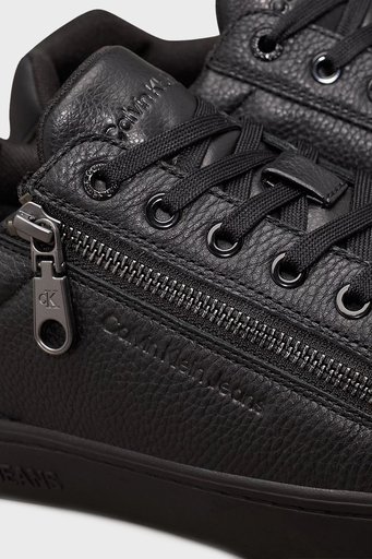 Calvin Klein Hakiki Deri Süet Detaylı Fermuarlı Sneaker YM0YM012540GJ Erkek Ayakkabı YM0YM01254 0GJ SİYAH - 6