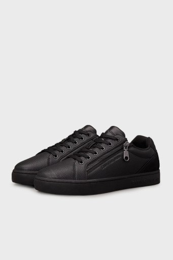 Calvin Klein Hakiki Deri Süet Detaylı Fermuarlı Sneaker YM0YM012540GJ Erkek Ayakkabı YM0YM01254 0GJ SİYAH - 10