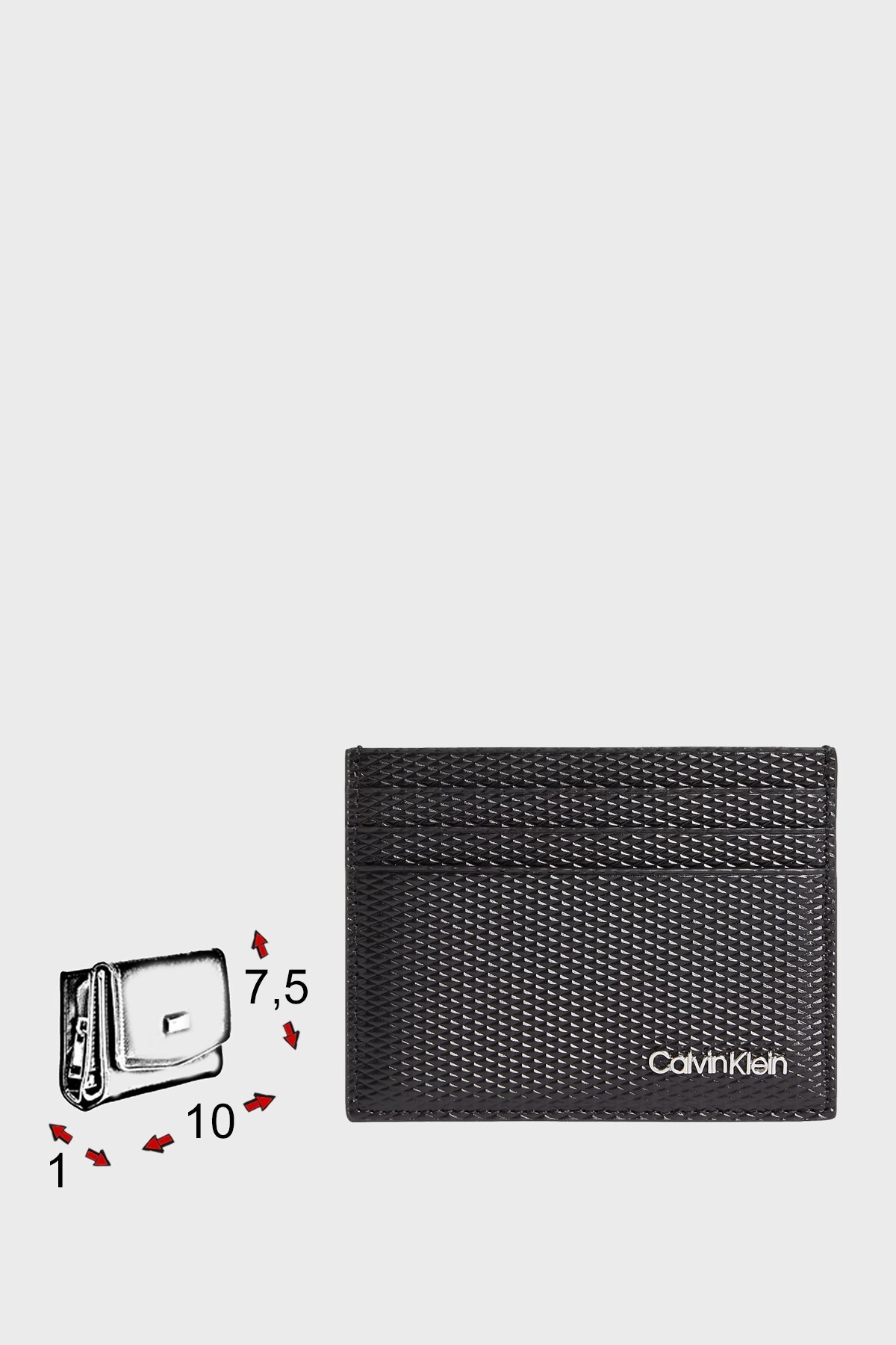 Calvin Klein Kabartmalı Deri Erkek Kartlık K50K509188 BAX SİYAH