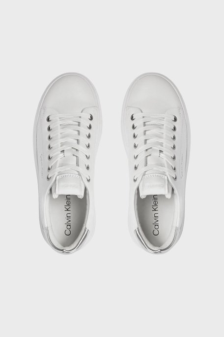 Calvin Klein Kalın Tabanlı Deri Sneaker HW0HW018610K6 Bayan Ayakkabı HW0HW01861 0K6 BEYAZ-GÜMÜŞ - 6