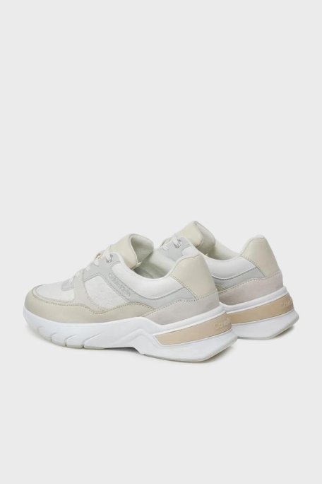 Calvin Klein Kalın Tabanlı Deri Sneaker HW0HW018690F9 Bayan Ayakkabı HW0HW01869 0F9 Ekru-Beyaz - 3
