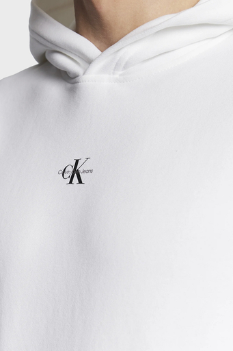 Calvin Klein Kapüşonlu Kanguru Cepli % 100 Pamuk Regular Fit J30J322535YAF Erkek Sweat J30J322535 YAF BEYAZ - 4