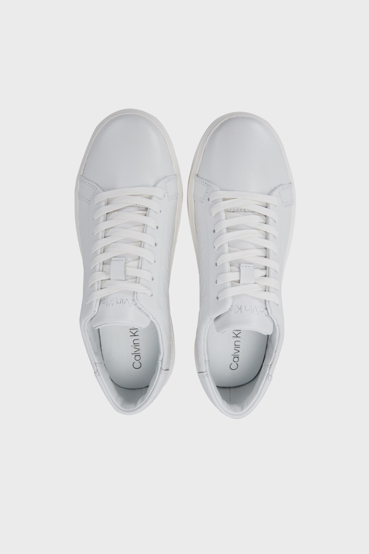 Calvin Klein Logo Baskılı Hakiki Deri Sneaker Erkek Ayakkabı HM0HM00641 01S BEYAZ