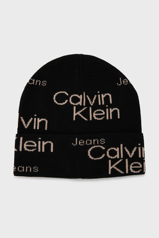 Calvin Klein - Calvin Klein Logo Baskılı Pamuklu Erkek Bere K50K509900 0GJ SİYAH