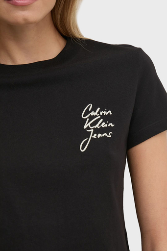 Calvin Klein Logo Baskılı Pamuklu Loose Fit Bisiklet Yaka Crop J20J224984BEH Bayan T Shirt J20J224984 BEH SİYAH - 10