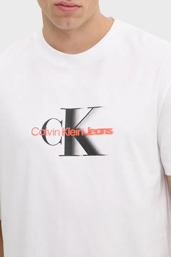 Calvin Klein Logo Baskılı Pamuklu Regular Fit Bisiklet Yaka J30J327471YAF Erkek T Shirt J30J327471 YAF BEYAZ - 3