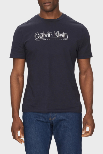 Calvin Klein Logo Baskılı Pamuklu Regular Fit Bisiklet Yaka K10K114149CEF Erkek T Shirt K10K114149 CEF LACİVERT - 1