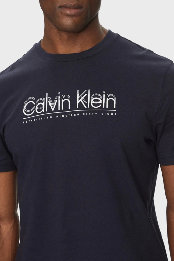 Calvin Klein Logo Baskılı Pamuklu Regular Fit Bisiklet Yaka K10K114149CEF Erkek T Shirt K10K114149 CEF LACİVERT - 4