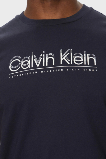 Calvin Klein Logo Baskılı Pamuklu Regular Fit Bisiklet Yaka K10K114149CEF Erkek T Shirt K10K114149 CEF LACİVERT - 5