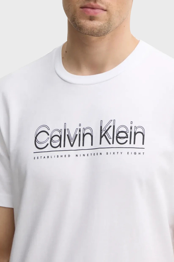 Calvin Klein Logo Baskılı Pamuklu Regular Fit Bisiklet Yaka K10K114149YAF Erkek T Shirt K10K114149 YAF BEYAZ - 4