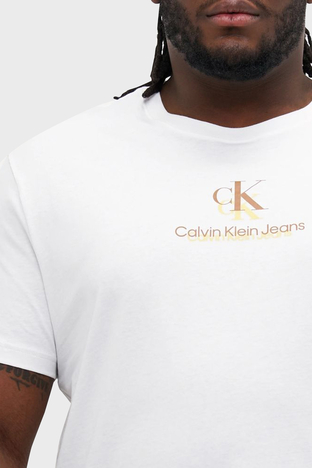 Calvin Klein - Calvin Klein Logo Baskılı Pamuklu Regular Fit Büyük Beden J30J327733YAF Erkek T Shirt J30J327733 YAF BEYAZ (1)