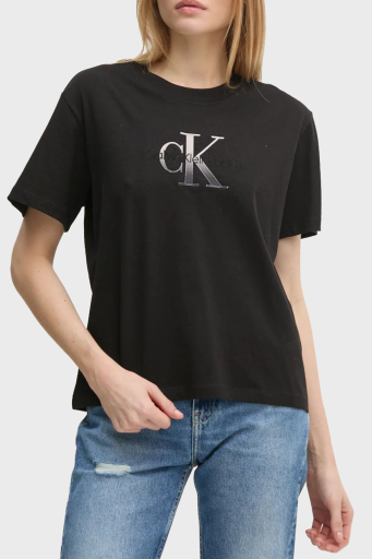 Calvin Klein Logo Baskılı Pamuklu Relaxed Fit Bisiklet Yaka J20J224798BEH Bayan T Shirt J20J224798 BEH SİYAH - 1