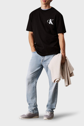 Calvin Klein Logo Baskılı Pamuklu Relaxed Fit Bisiklet Yaka J30J327475BEH Erkek T Shirt J30J327475 BEH SİYAH - 2