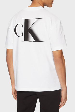 Calvin Klein - Calvin Klein Logo Baskılı Pamuklu Relaxed Fit Bisiklet Yaka J30J327475YAF Erkek T Shirt J30J327475 YAF BEYAZ (1)
