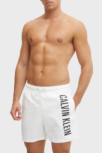 Calvin Klein Logo Baskılı Regular Fit Lastikli Bel KM0KM01092YCD Erkek Mayo Short KM0KM01092 YCD BEYAZ - 1