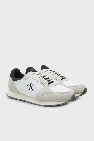 Calvin Klein - Calvin Klein Logo Baskılı Süet Detaylı Sneaker YM0YM011520LF Erkek Ayakkabı YM0YM01152 0LF BEYAZ (1)