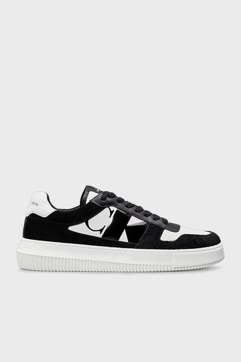 Calvin Klein Logo Baskılı Süet Sneaker YM0YM011220GM Erkek Ayakkabı YM0YM01122 0GM SİYAH-BEYAZ - 1