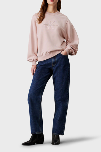 Calvin Klein Logo İşlemeli Pamuklu Comfort Fit Bisiklet Yaka J20J224652TER Bayan Sweat J20J224652 TER PUDRA - 3