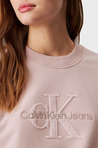 Calvin Klein Logo İşlemeli Pamuklu Comfort Fit Bisiklet Yaka J20J224652TER Bayan Sweat J20J224652 TER PUDRA - 4
