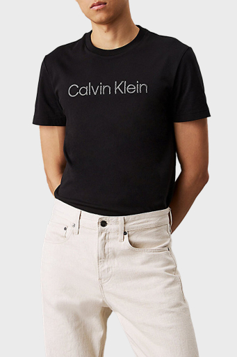 Calvin Klein Logo Nakışlı Pamuklu Regular Fit Bisiklet Yaka K10K114169BEH Erkek T Shirt K10K114169 BEH SİYAH - 1