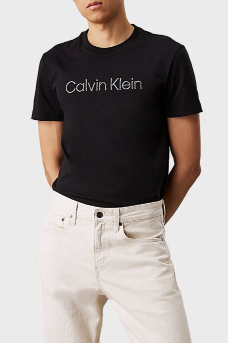 Calvin Klein Logo Nakışlı Pamuklu Regular Fit Bisiklet Yaka K10K114169BEH Erkek T Shirt K10K114169 BEH SİYAH - 1