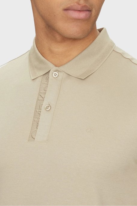 Calvin Klein Logo Nakışlı Pamuklu Regular Fit Düğmeli K10K114135PAH Erkek Polo Yaka T Shirt K10K114135 PAH BEJ - 4