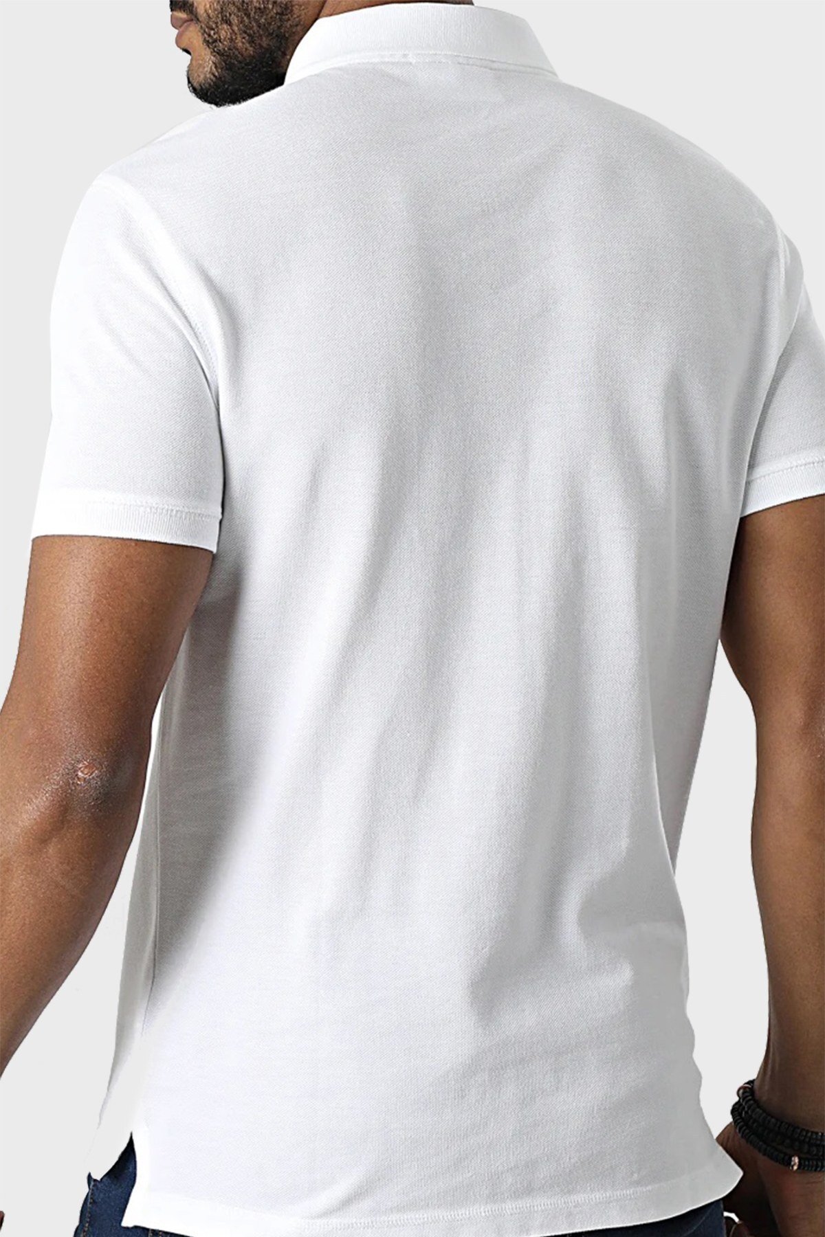 Calvin Klein Logolu % 100 Pamuk Düğmeli Slim Fit T Shirt Erkek Polo J30J320089 YAF BEYAZ