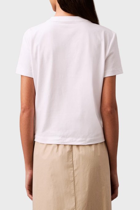 Calvin Klein Logolu % 100 Pamuk Regular Fit Bisiklet Yaka LV047B851GYAA Bayan T Shirt LV047B851G YAA BEYAZ - 3