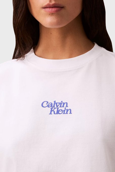 Calvin Klein Logolu % 100 Pamuk Regular Fit Bisiklet Yaka LV047B851GYAA Bayan T Shirt LV047B851G YAA BEYAZ - 4