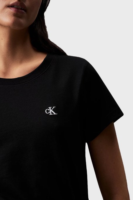 Calvin Klein Logolu % 100 Pamuk Slim Fit Bisiklet Yaka J20J212883BAE Bayan T Shirt J20J212883 BAE SİYAH - 4