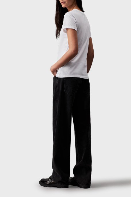 Calvin Klein Logolu % 100 Pamuk Slim Fit Bisiklet Yaka J20J212883YAF Bayan T Shirt J20J212883 YAF BEYAZ - 3