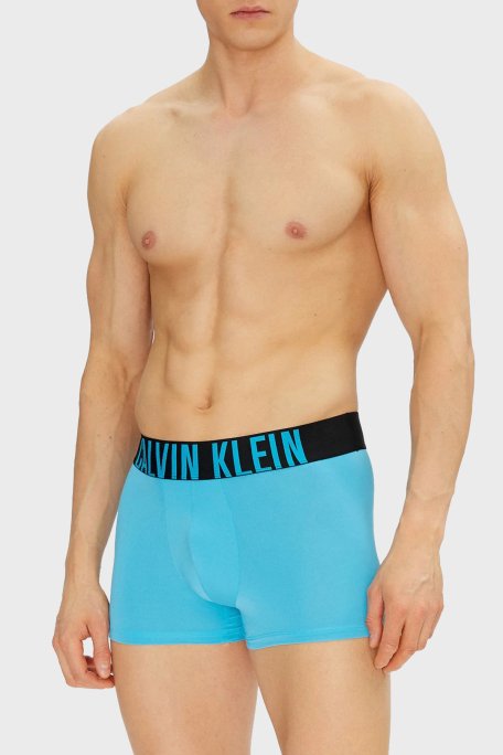 Calvin Klein Logolu 3 Pack 000NB3775AVVK Erkek Boxer 000NB3775A VVK Mavi-Gri-Siyah - 2