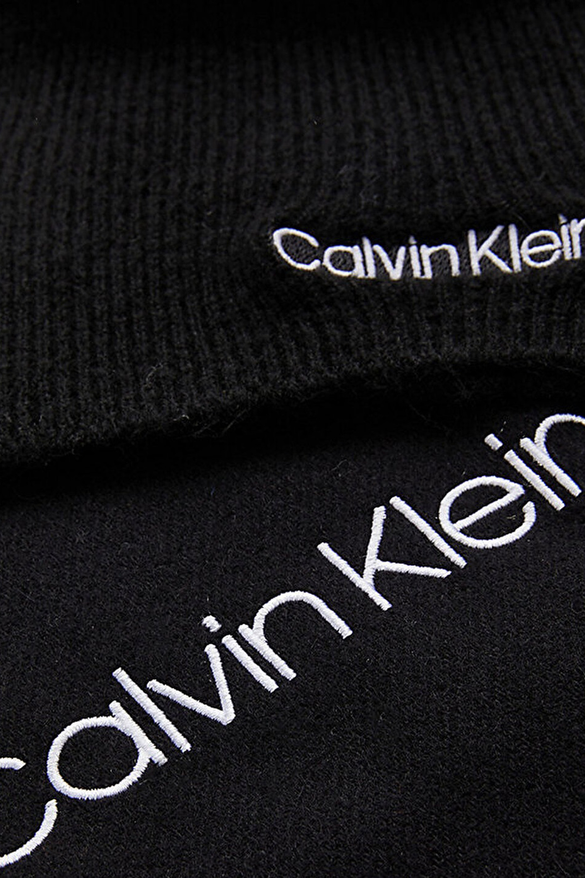 Calvin Klein Logolu Atkı Bere Set Erkek Atkı Takım K50K507552 BAX SİYAH